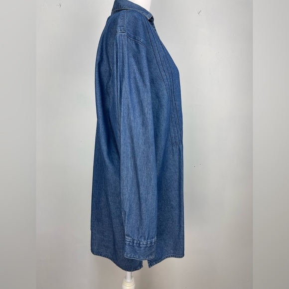 Main Street Blues denim button down tunic shirt women’s size L - Picture 5 of 14